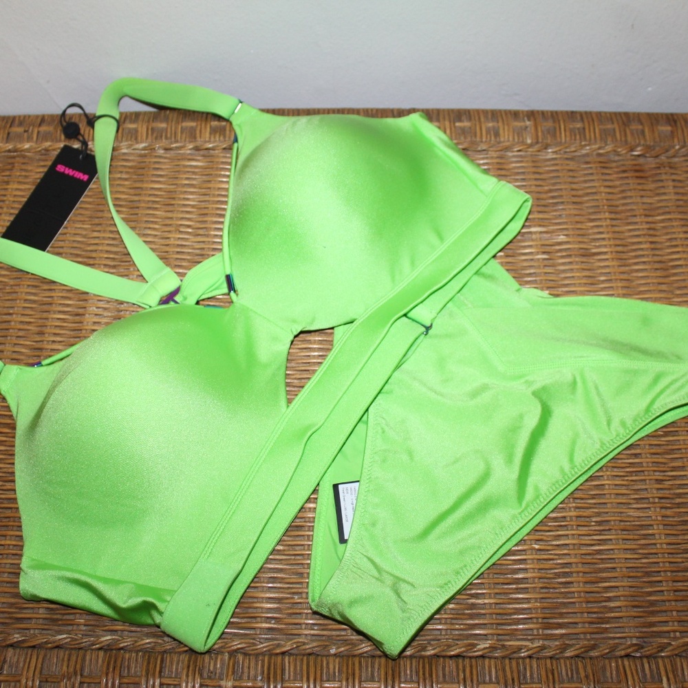 Shefit Zip Front Bikini Top & V High Waist Bottom. Sz. 4 Luxe.